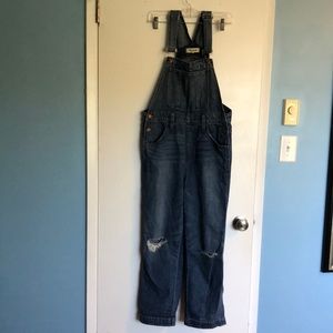 Madewell overall with distressed knees